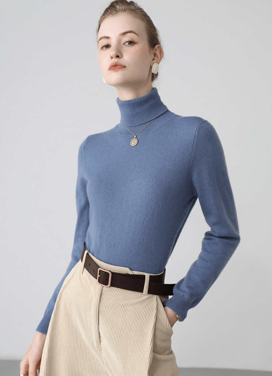 Fitted Turtleneck Cashmere & Wool Blend Sweater - ERIMI StudioFitted Turtleneck Cashmere & Wool Blend SweaterSweaterERIMI Studio