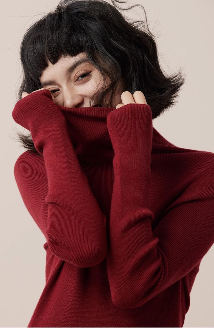 Fitted Ultrafine Wool Knit Turtleneck Sweater - ERIMI StudioFitted Ultrafine Wool Knit Turtleneck SweaterERIMI Studio
