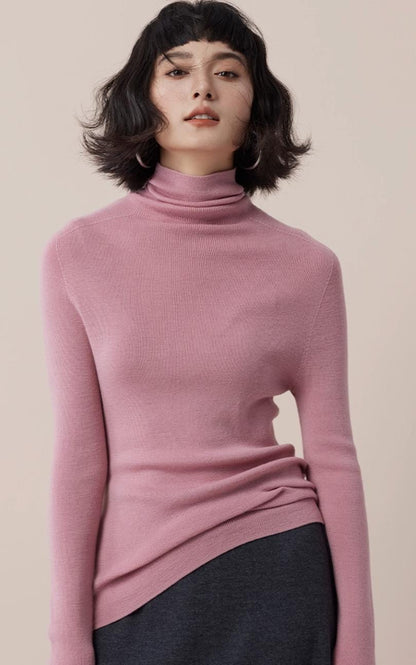 Fitted Ultrafine Wool Knit Turtleneck Sweater - ERIMI StudioFitted Ultrafine Wool Knit Turtleneck SweaterERIMI Studio