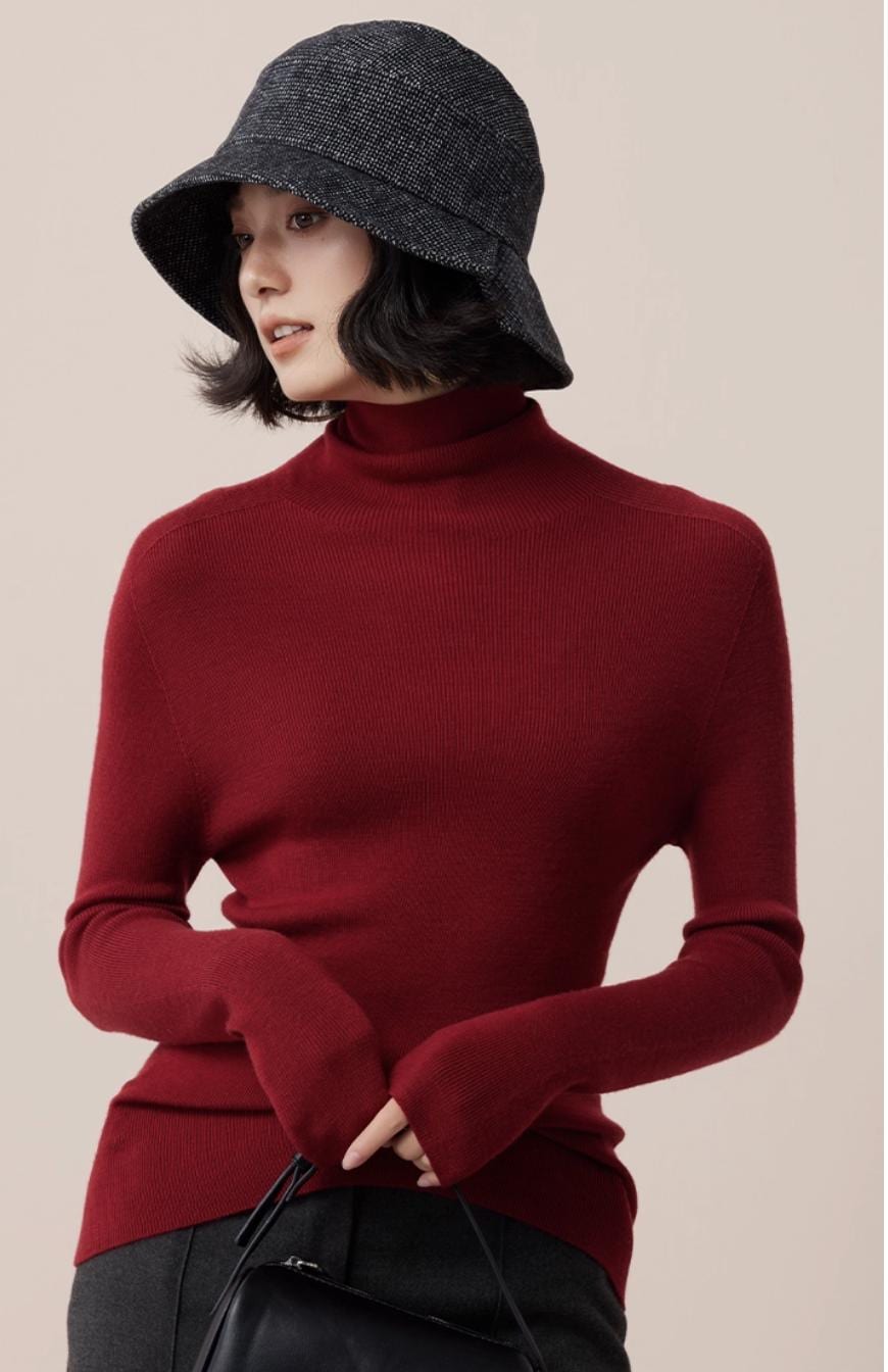 Fitted Ultrafine Wool Knit Turtleneck Sweater - ERIMI StudioFitted Ultrafine Wool Knit Turtleneck SweaterERIMI Studio