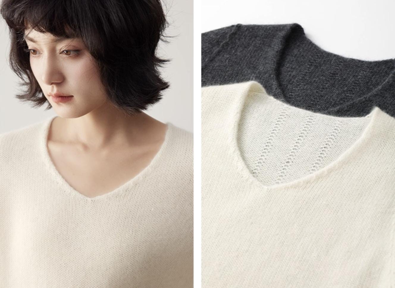 Oversized V - neck Cashmere Sweater - ERIMI StudioOversized V - neck Cashmere SweaterSweaterERIMI Studio