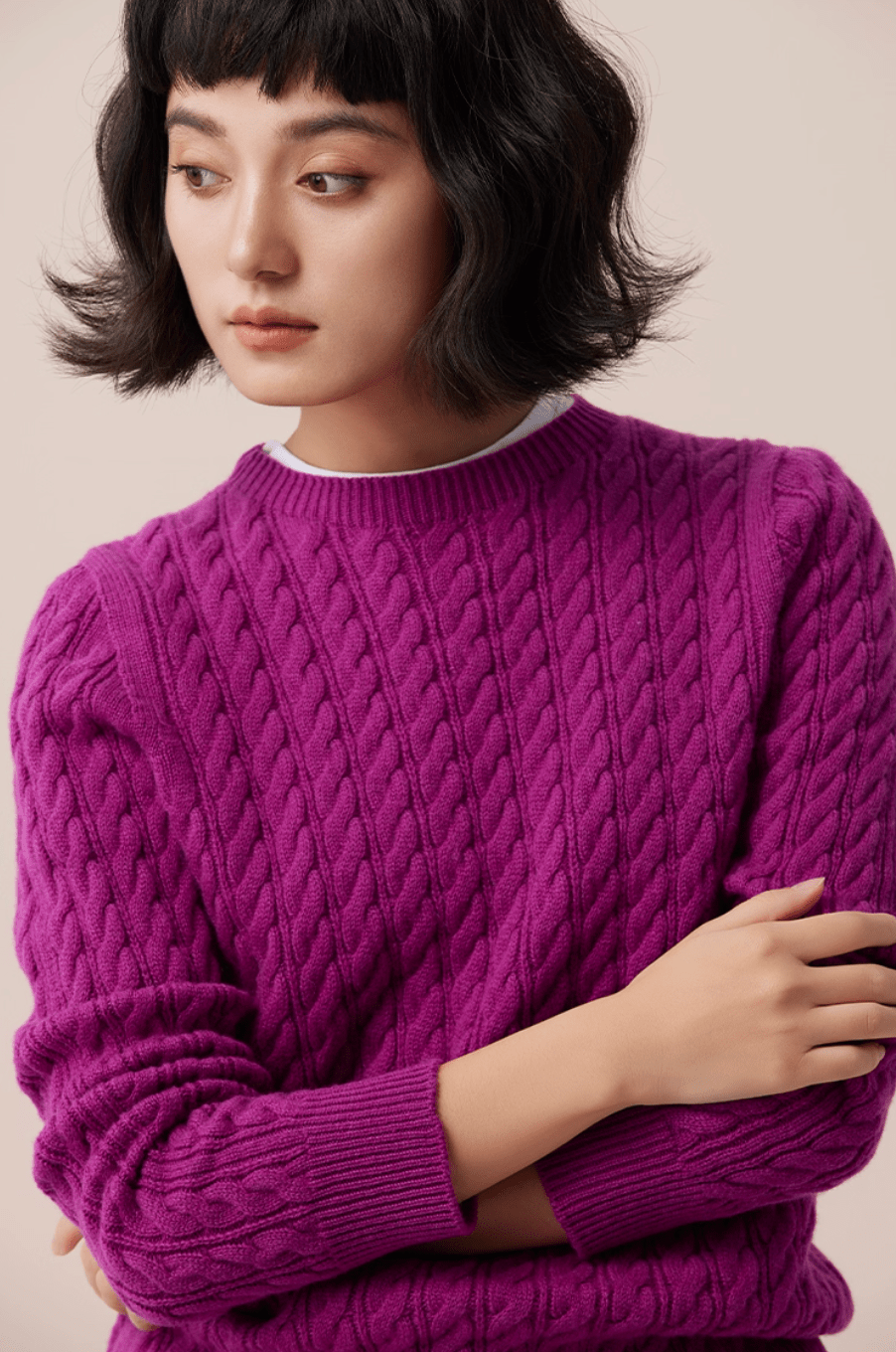 Relaxed Cable Knit Cashmere Sweater - ERIMI StudioRelaxed Cable Knit Cashmere SweaterSweaterERIMI Studio