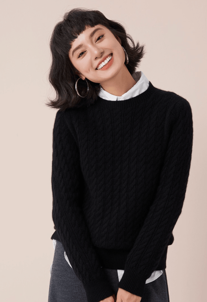 Relaxed Cable Knit Cashmere Sweater - ERIMI StudioRelaxed Cable Knit Cashmere SweaterSweaterERIMI Studio