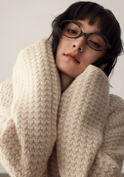 Relaxed Flower Knit Cashmere Sweater - ERIMI StudioRelaxed Flower Knit Cashmere SweaterSweaterERIMI Studio