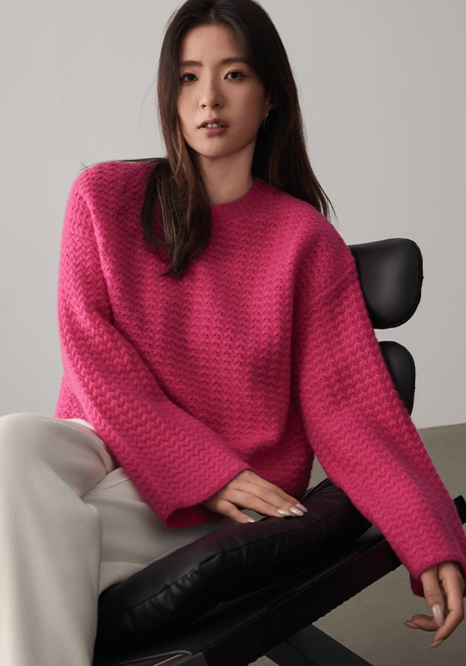 Relaxed Flower Knit Cashmere Sweater - ERIMI StudioRelaxed Flower Knit Cashmere SweaterSweaterERIMI Studio