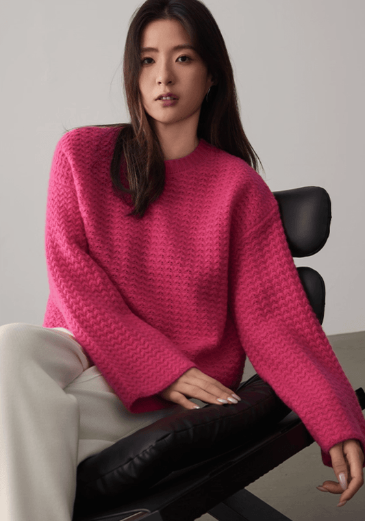 Relaxed Flower Knit Cashmere Sweater - ERIMI StudioRelaxed Flower Knit Cashmere SweaterSweaterERIMI Studio