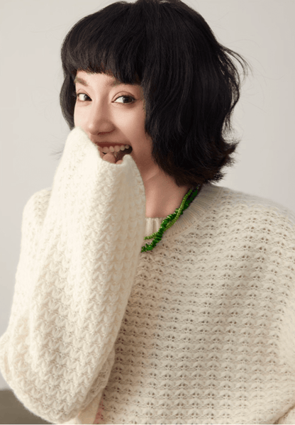 Relaxed Flower Knit Cashmere Sweater - ERIMI StudioRelaxed Flower Knit Cashmere SweaterSweaterERIMI Studio