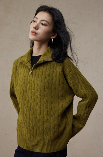 Relaxed Ultrafine Wool 1/4 Zip Sweater - ERIMI StudioRelaxed Ultrafine Wool 1/4 Zip SweaterSweaterERIMI Studio