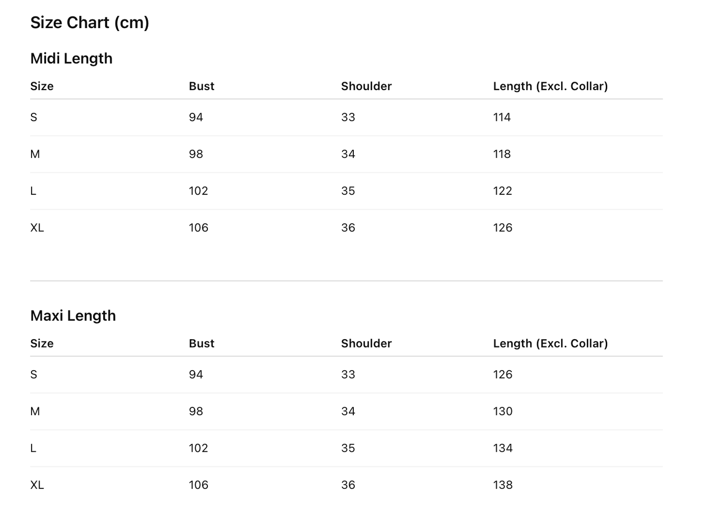 sizing chart