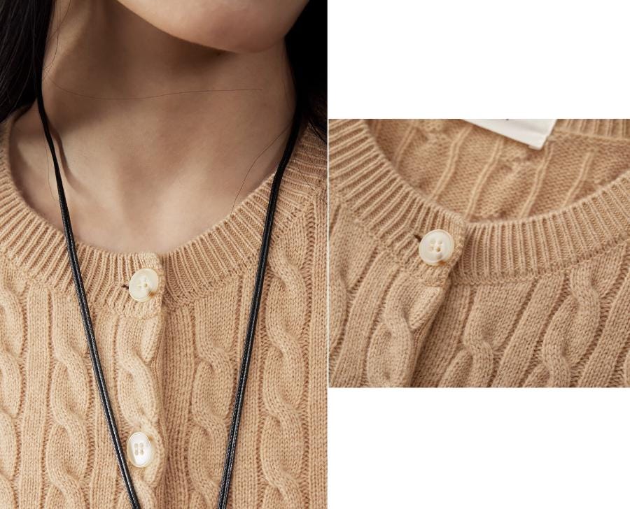 Ultrafine Merino Wool Cable Knit Cardigan - ERIMI StudioUltrafine Merino Wool Cable Knit CardiganCardiganERIMI Studio