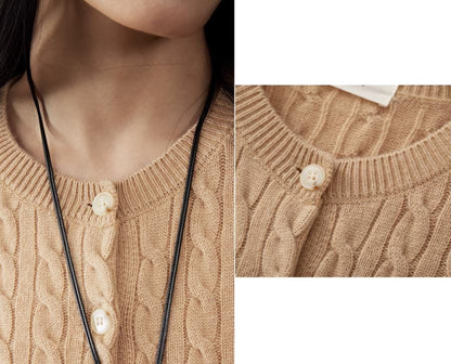 Ultrafine Merino Wool Cable Knit Cardigan - ERIMI StudioUltrafine Merino Wool Cable Knit CardiganCardiganERIMI Studio