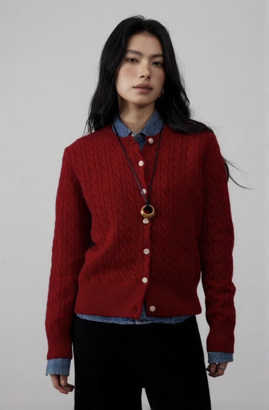 Ultrafine Merino Wool Cable Knit Cardigan - ERIMI StudioUltrafine Merino Wool Cable Knit CardiganCardiganERIMI Studio