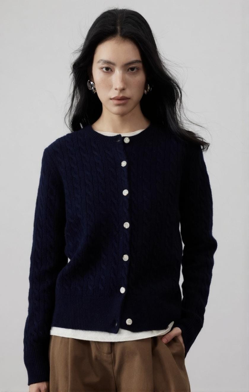 Ultrafine Merino Wool Cable Knit Cardigan - ERIMI StudioUltrafine Merino Wool Cable Knit CardiganCardiganERIMI Studio